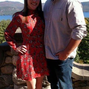 Ann Taylor Loft Burnt Orange Paisley Floral Button Front A Line Dress size 0P